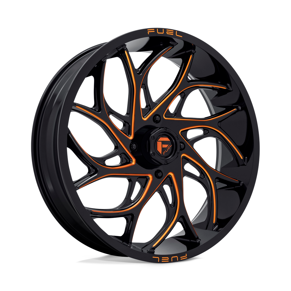 FUEL WHEELS RUNNER UTV-Wheels-Fuel Wheels-GLOSS BLACK MILLED ORANGE-18&quot; diameter - 18X7 13mm offset - 4X137 bolt pattern-Black Market UTV