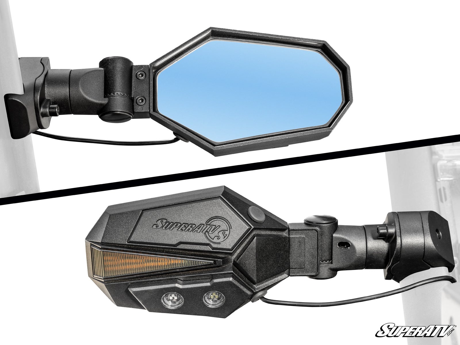 POLARIS LIGHTED SIDE-VIEW MIRRORS-Side Mirrors-Super ATV-Pro-Fit-Black Market UTV