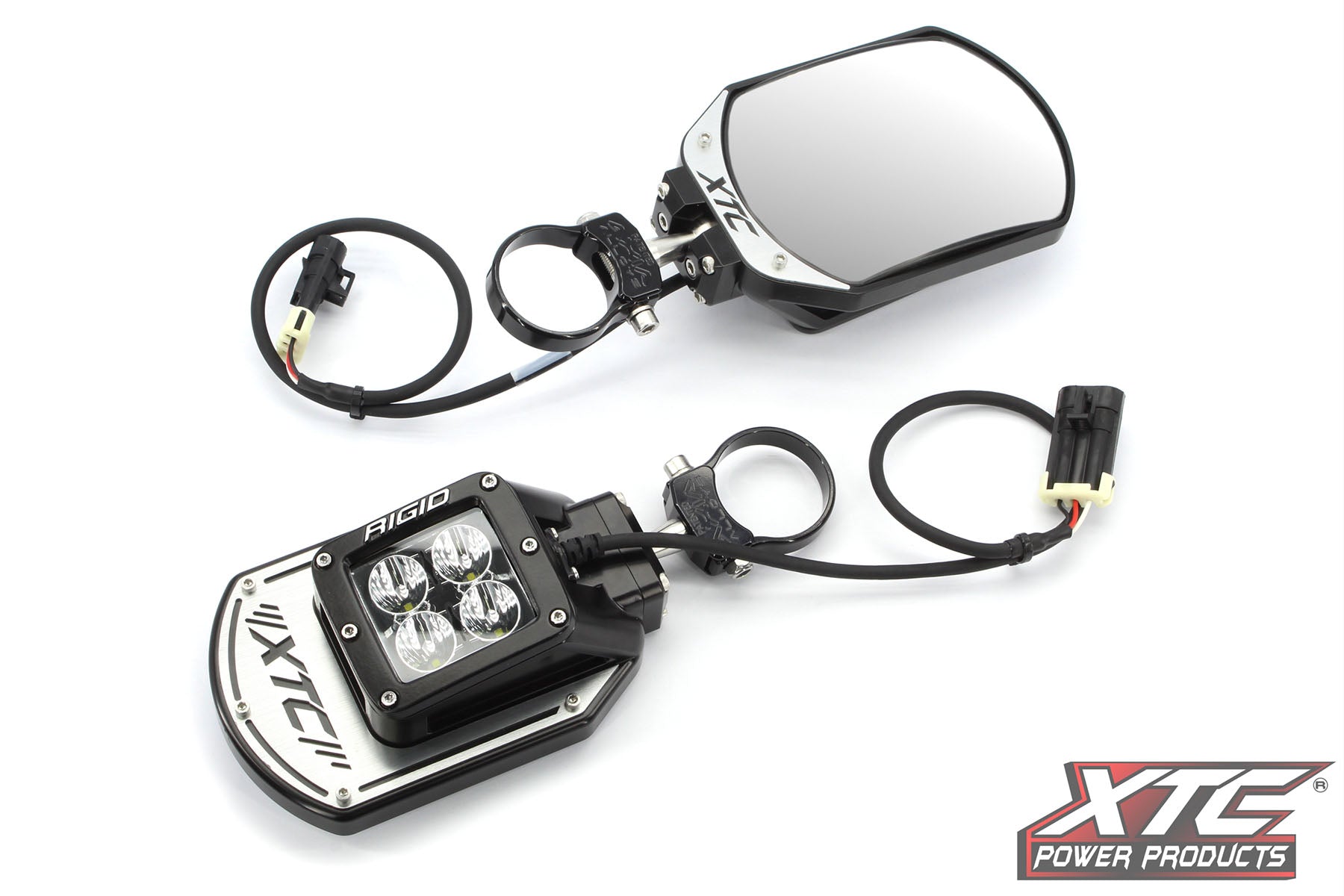 XTC SIX12 Side Mirrors with Amber Light and Rigid Front Light-Mirrors-XTC-Black Market UTV