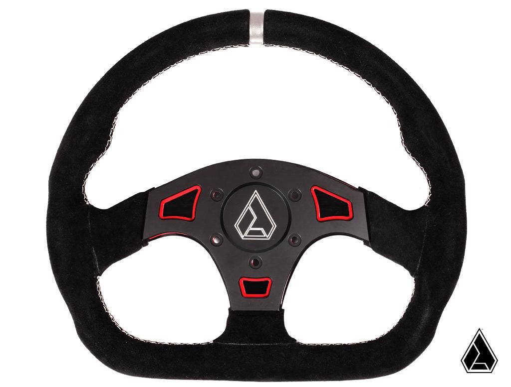 BALLISTIC &quot;D&quot; SUEDE UTV STEERING WHEEL-Steering Wheel-Super ATV-Red-Black Market UTV