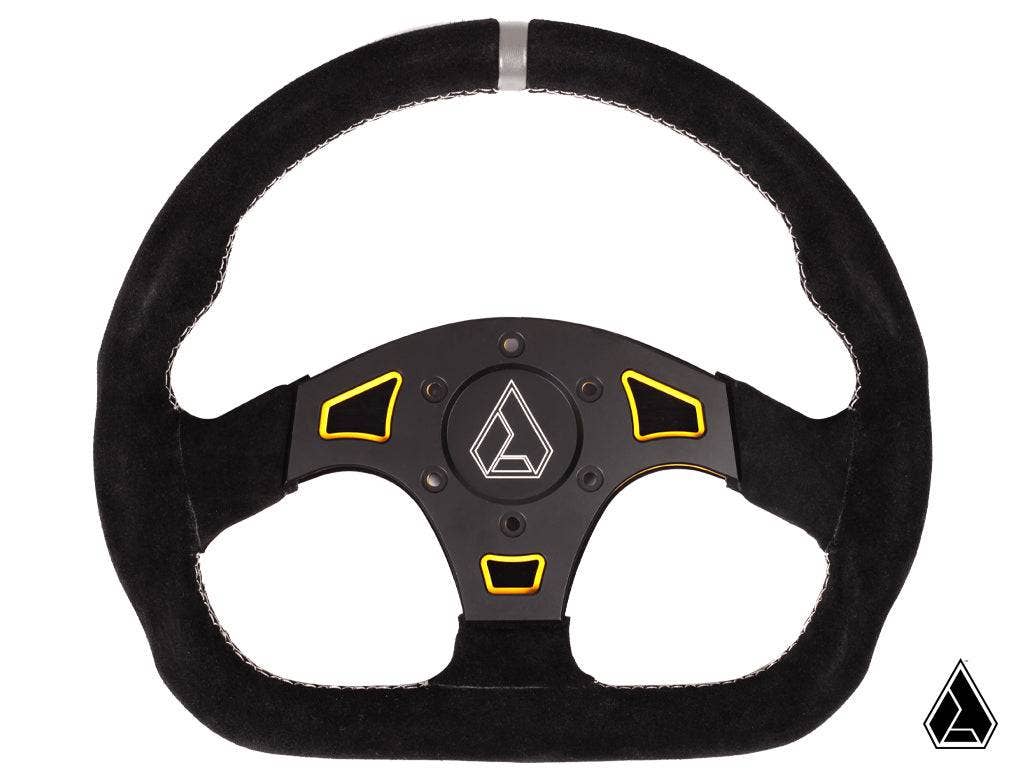 BALLISTIC &quot;D&quot; SUEDE UTV STEERING WHEEL-Steering Wheel-Super ATV-yellow-Black Market UTV