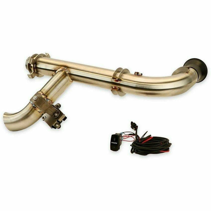 CAN-AM MAVERICK X3 - SIDE PIECE HEADER PIPE WITH ELECTRONIC CUTOUT-Stainless Steel-Trinity Racing-Black Market UTV