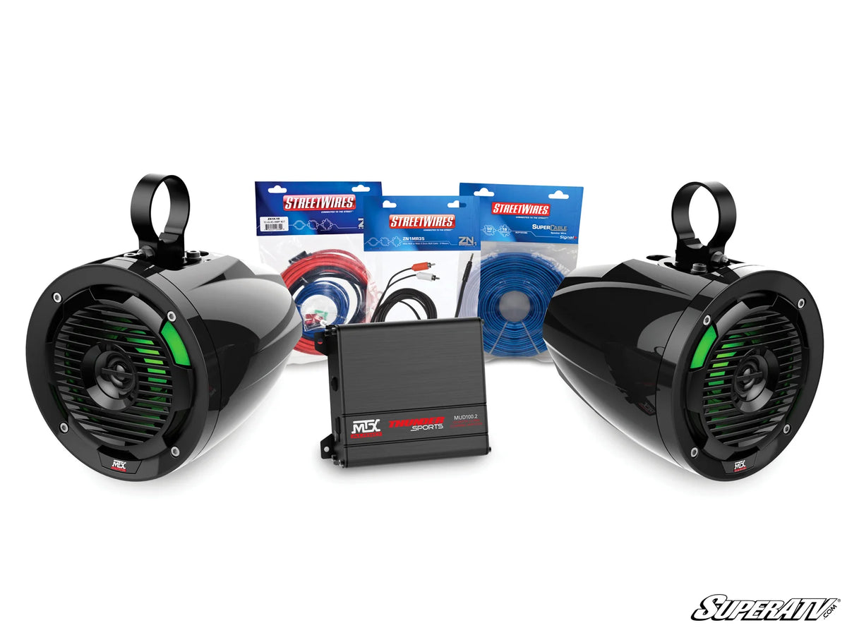 MTX UNI-1 AMPLIFIER AND ROLL CAGE SPEAKER KIT-Audio-Super ATV-Bluetooth-Black Market UTV