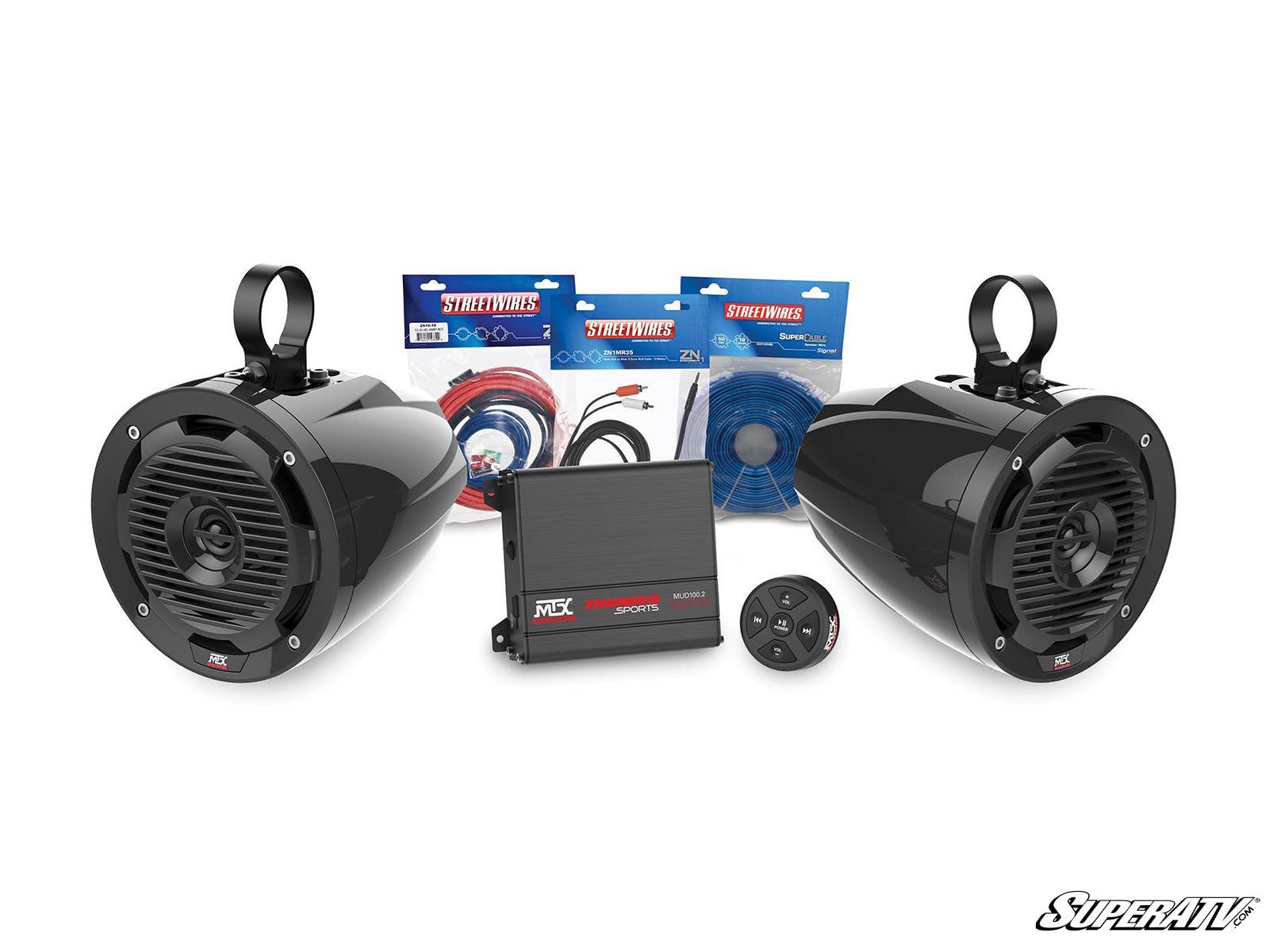 MTX UNI-1 AMPLIFIER AND ROLL CAGE SPEAKER KIT-Roll Cage-Super ATV-Bluetooth-Black Market UTV