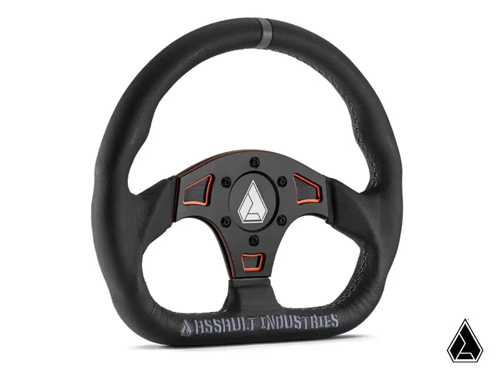 SUEDE BALLISTIC &quot;D&quot; UTV STEERING WHEEL-Steering Wheel-Super ATV-Orange-Black Market UTV