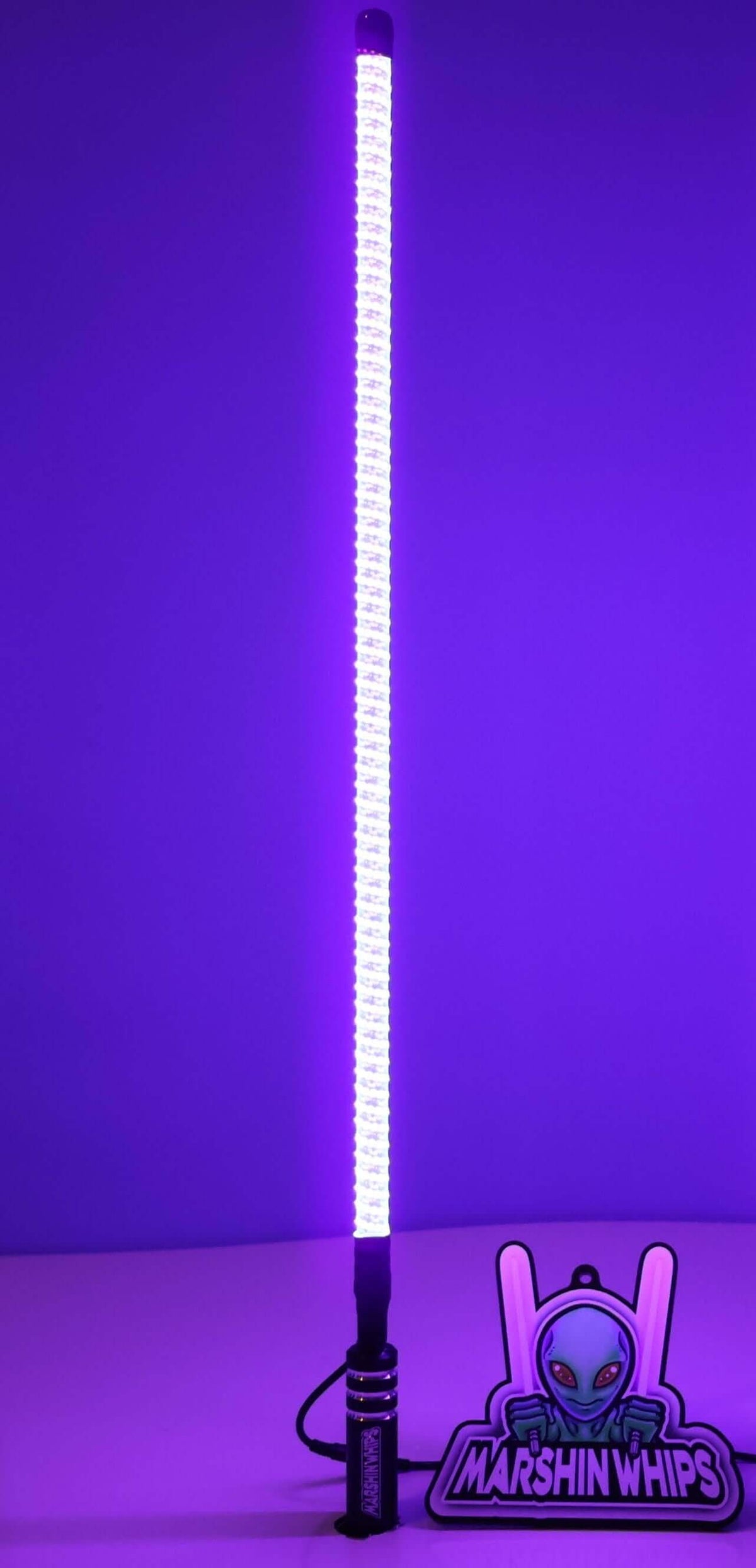 V2 Black Out LED Whip: The Ultimate Stealth Single-Marshin Whips-1 FT-White-Black Market UTV