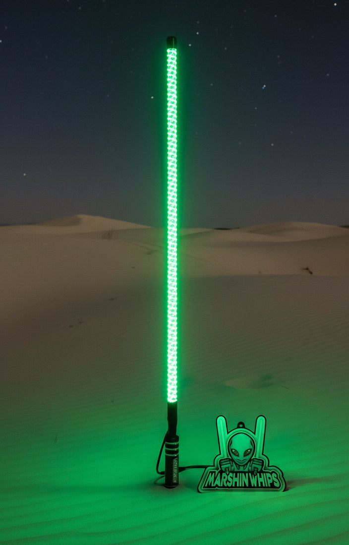 Marshin Whips V2 Black Out LED Whip | Single Stealth Off-Road Light-Marshin Whips-1 FT-White-Black Market UTV