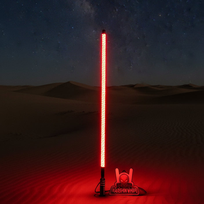 V2 Black Out LED Whip: The Ultimate Stealth Single-Marshin Whips-1 FT-White-Black Market UTV