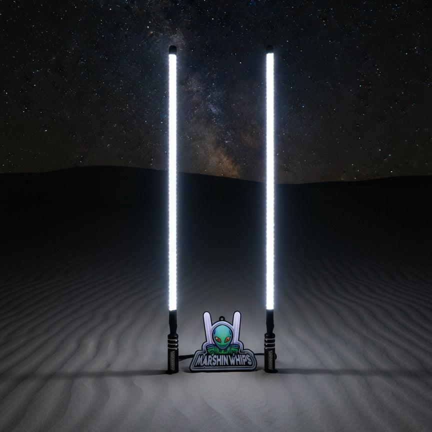 V2 Black Out LED Whip Set: The Ultimate Stealth-Marshin Whips-1 FT-White-Black Market UTV