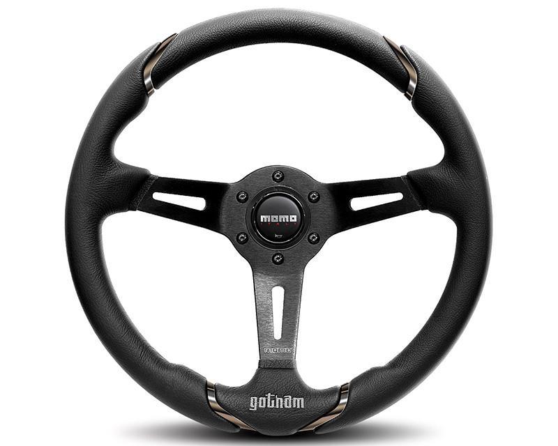MOMO Gotham Black Leather Steering Wheel-Steering Wheel-MOMO-Black Market UTV