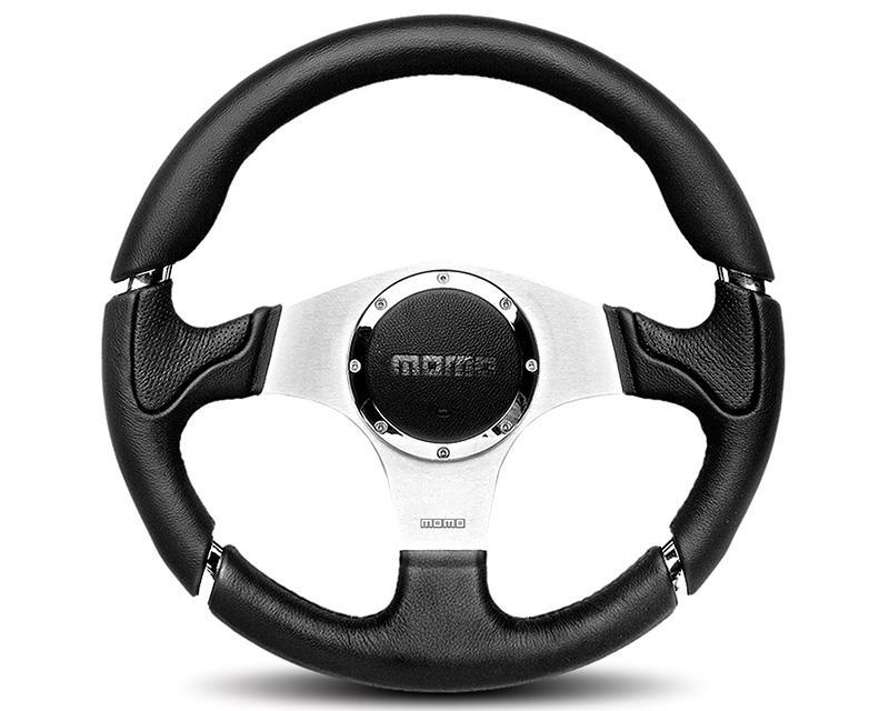 MOMO Millenium Black Leather Steering Wheel-Steering Wheel-MOMO-Black Market UTV