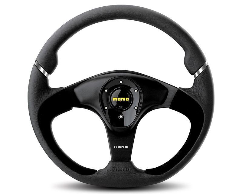MOMO Nero Black Leather Steering Wheel-Steering Wheel-MOMO-Black Market UTV
