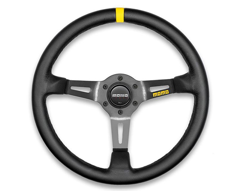 MOMO MOD.08 Steering Wheel-Steering Wheel-MOMO-Black Leather-Black Spoke-Black Market UTV