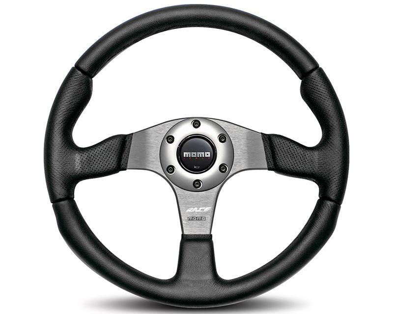 MOMO Race 320mm Black Leather Steering Wheel