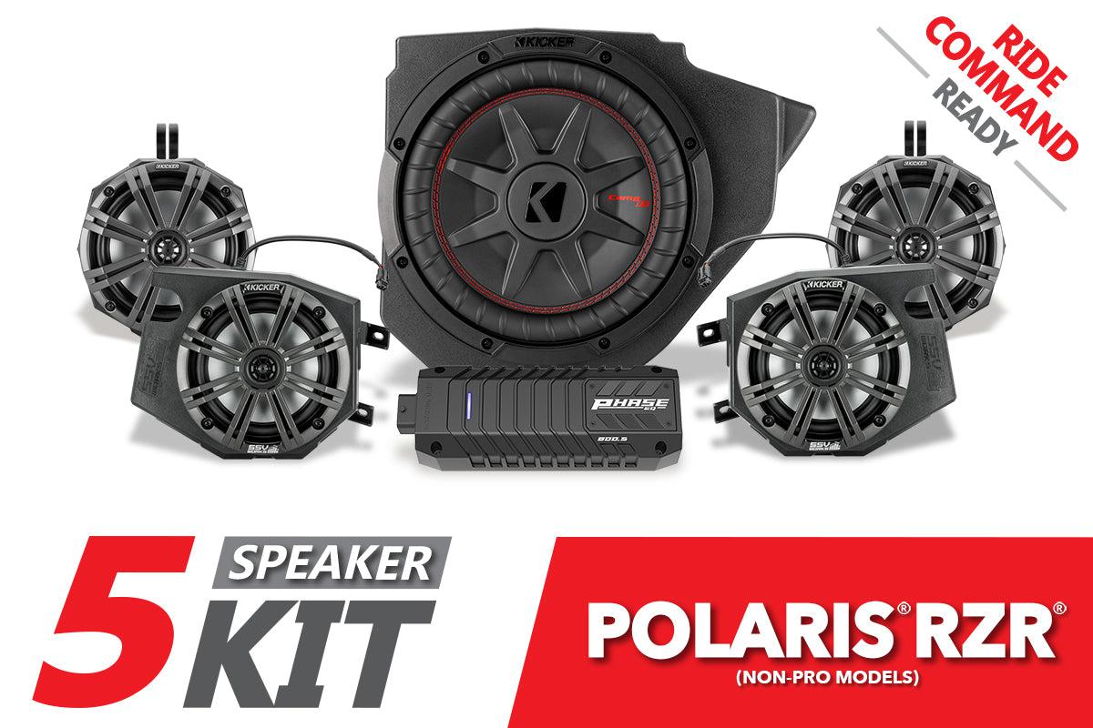 2014-2023 Polaris RZR Complete Kicker 5-Speaker Plug-&amp;-Play System for Ride Command-SSV Works / Kicker-Black Market UTV