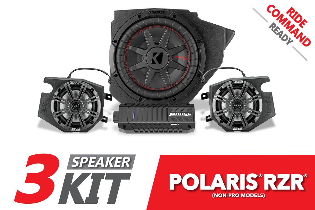 2014-2023 Polaris RZR Kicker 3-Speaker Plug-&amp;-Play System for Ride Command-SSV Works / Kicker-Black Market UTV