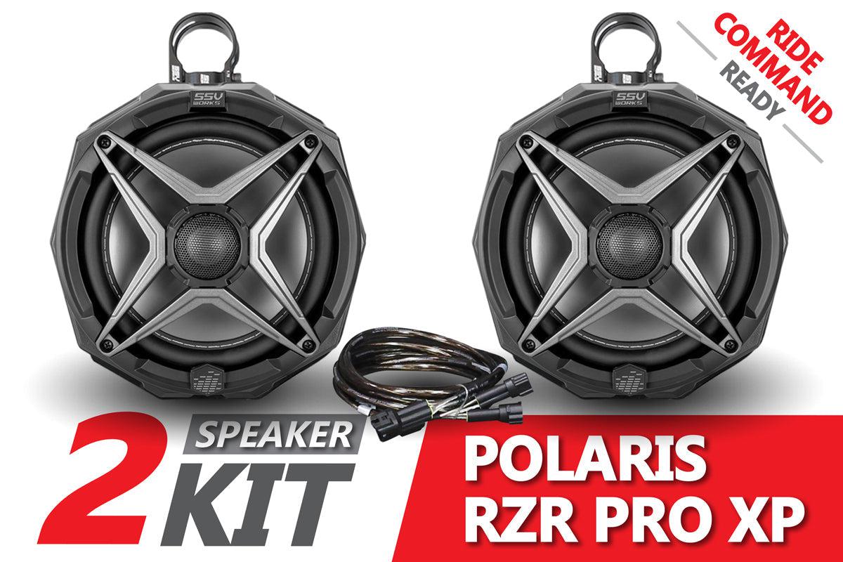 2021-2023 Polaris RZR Pro 8in Cage-Mounted Speaker Pods for Ride-Command-SSV Works-Black Market UTV