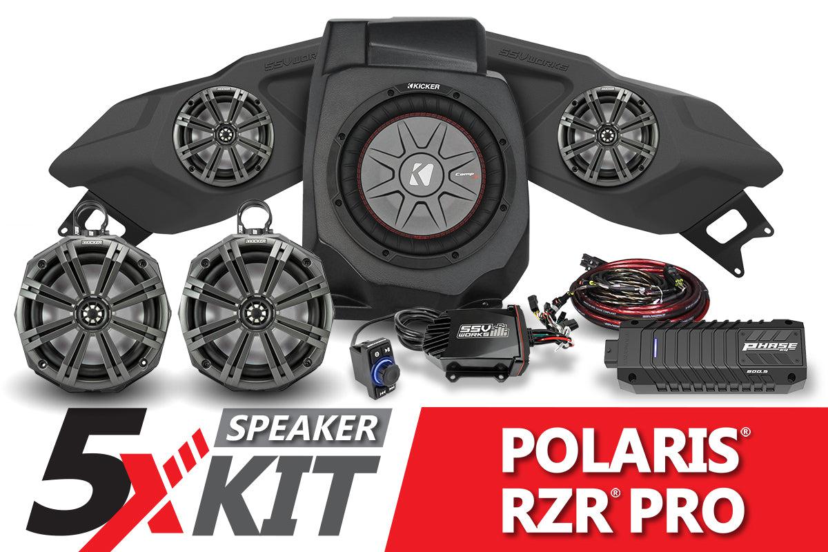 2020-2023 Polaris RZR Pro Phase X Kicker 5-Speaker Plug-&amp;-Play System-SSV Works / Kicker-Black Market UTV