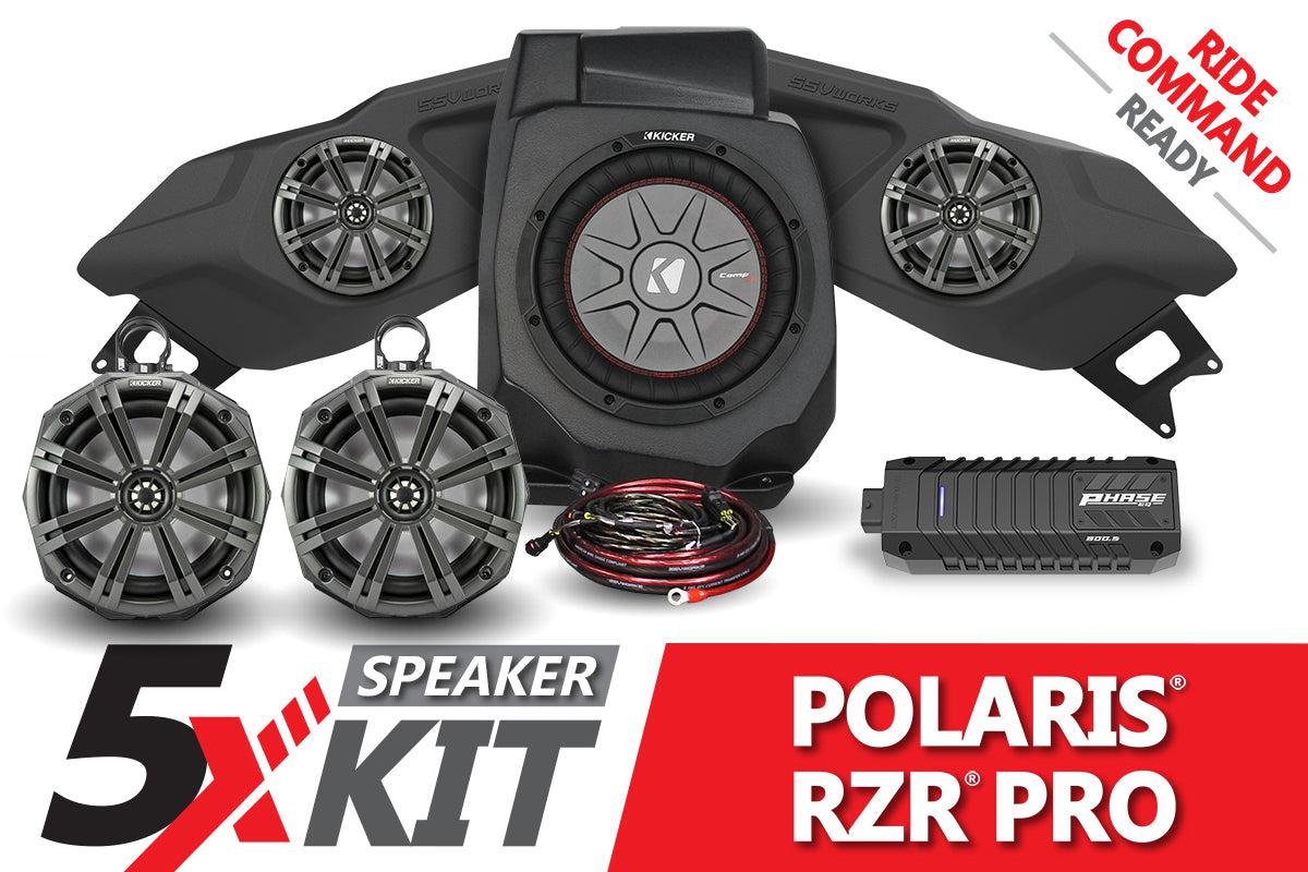 2020-2023 Polaris RZR Pro Phase X Kicker 5-Speaker Plug-&amp;-Play System for Ride Command-SSV Works / Kicker-Black Market UTV