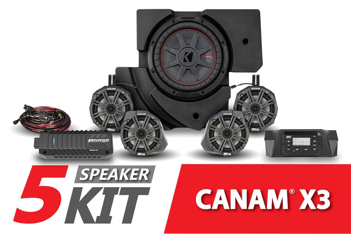 2017-2023 CanAm X3 Complete Kicker 5-Speaker Plug-and-Play System-SSV Works / Kicker-Black Market UTV