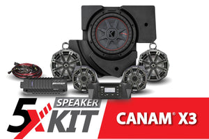 2017-2023 CanAm X3 Complete Kicker 5-Speaker Phase X Plug-and-Play System-SSV Works / Kicker-Black Market UTV